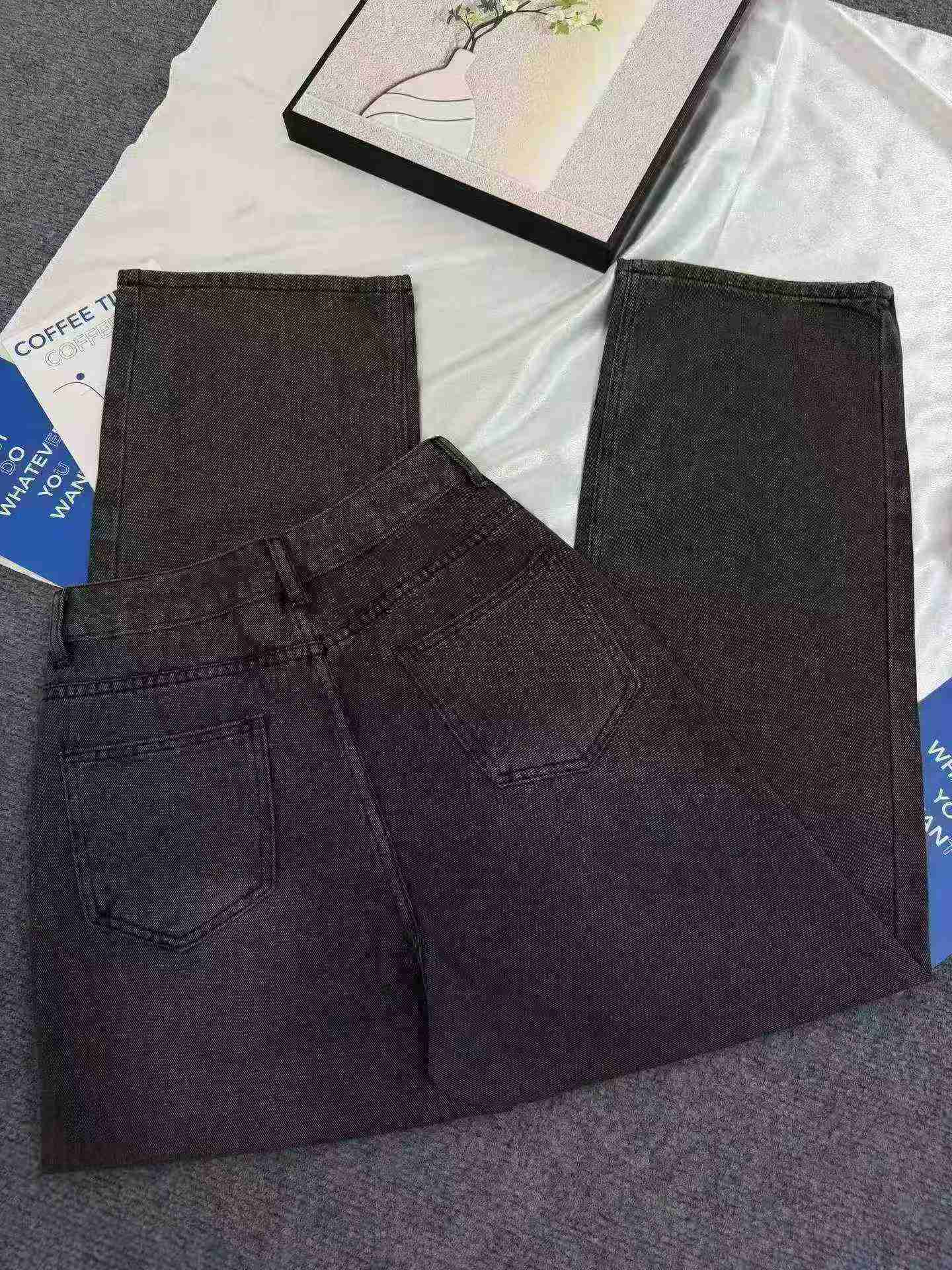 186 Piezas Nuevos Vaqueros de Mujer de Verano de Estilo Americano, Negros y Grises, Rotos, de Cintura Alta y Pierna Ancha - Image 6