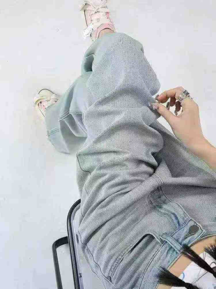 Jeans para mujer de cintura alta y pierna ancha de color azul glaciar, 2300 piezas, liquidación total completa - Image 2
