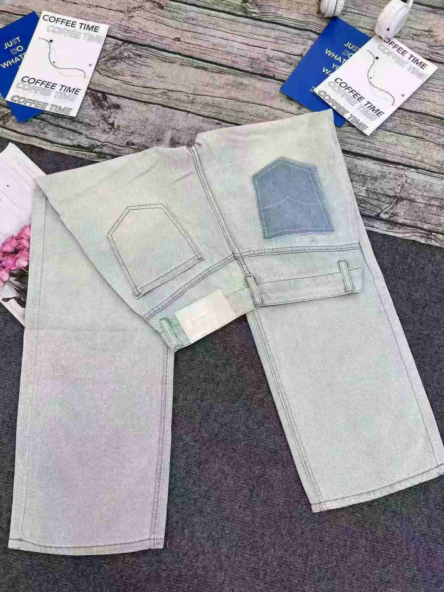 Jeans para mujer de cintura alta y pierna ancha de color azul glaciar, 2300 piezas, liquidación total completa - Image 7