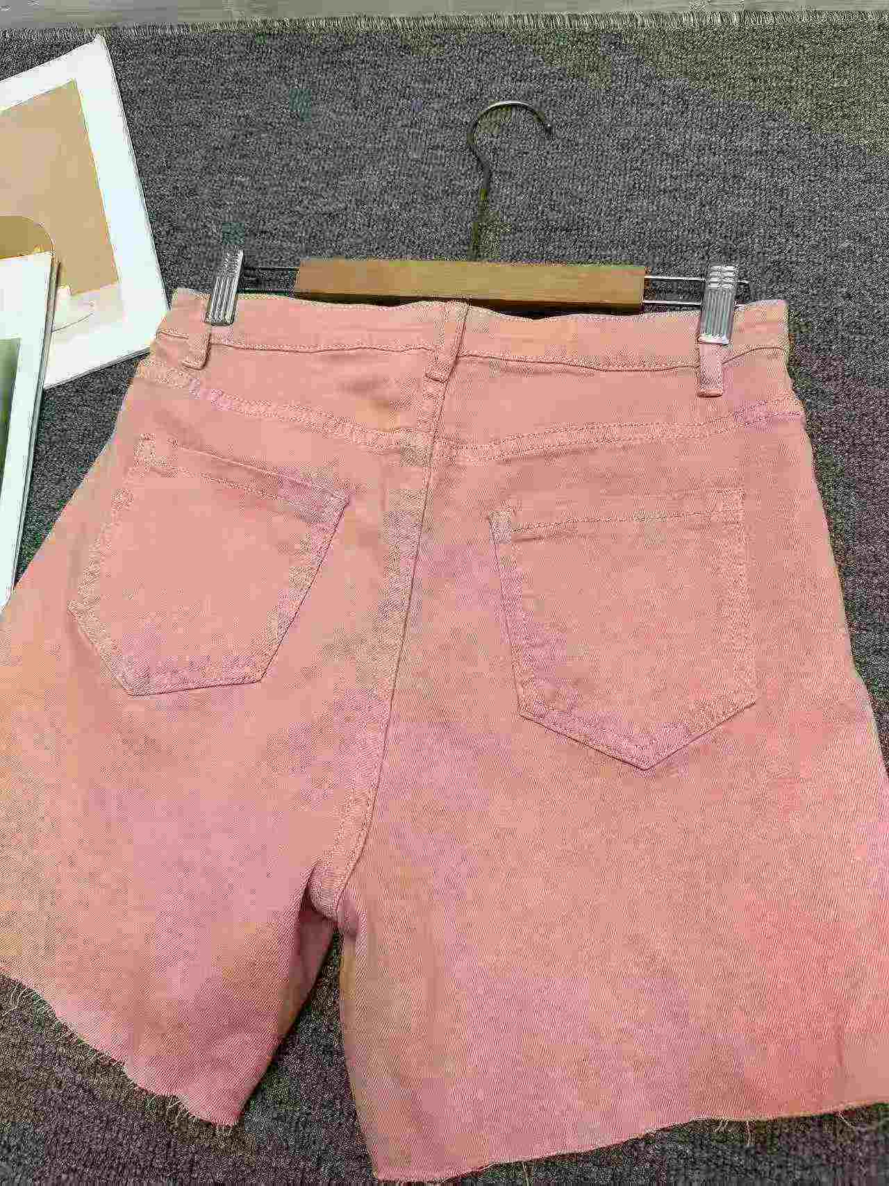 Around 128pcs High Quality Women's High Waist Slim Pink Denim Shorts - Image 7