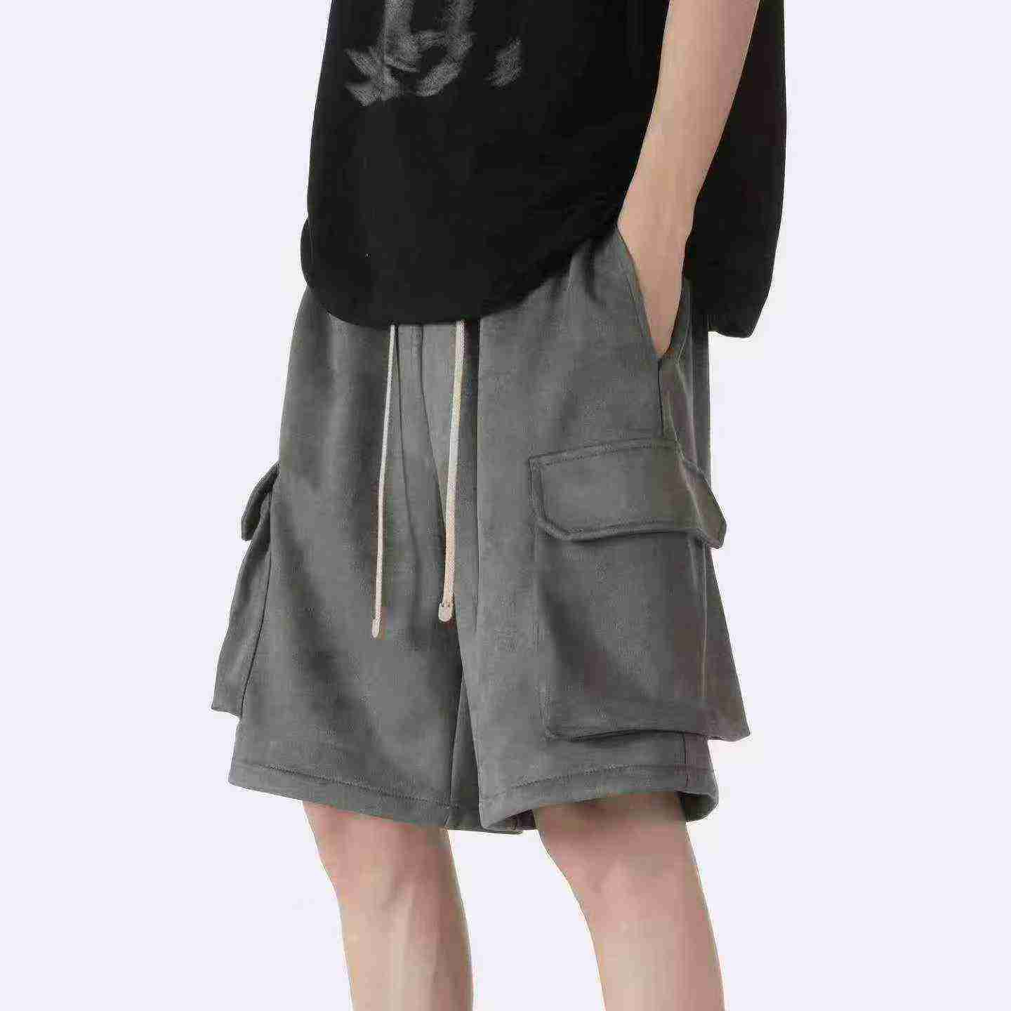 Men's Summer Loose Casual American Suede Multi-pocket Cargo Shorts About 683pcs - Image 5