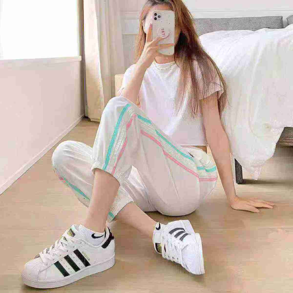 Women's Rainbow Three Stripe Loose Drawstring Jogger Pants About 458pcs - Image 2