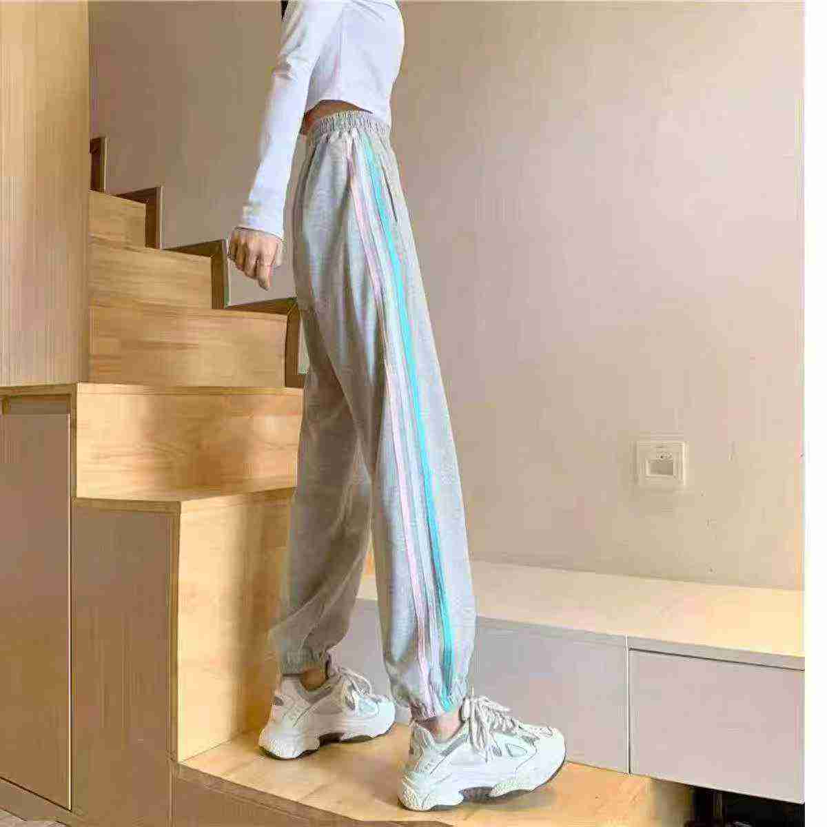 Women's Rainbow Three Stripe Loose Drawstring Jogger Pants About 458pcs - Image 3