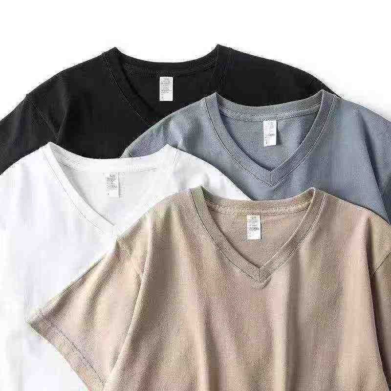 Classic 180g Cotton V-neck Solid Short Sleeve T-shirts for Men Women, Total 8217 Pieces - Image 2