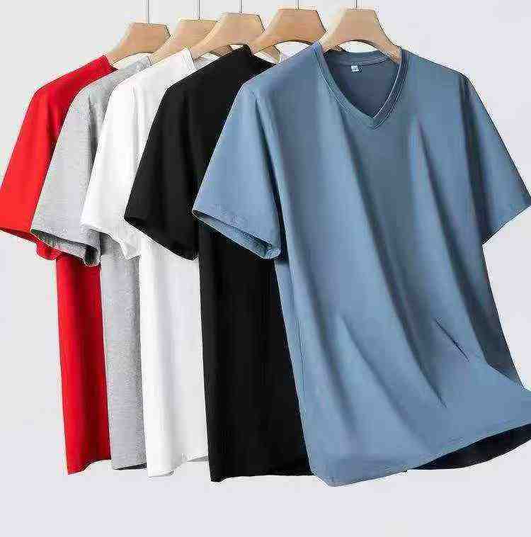 Classic 180g Cotton V-neck Solid Short Sleeve T-shirts for Men Women, Total 8217 Pieces - Image 3