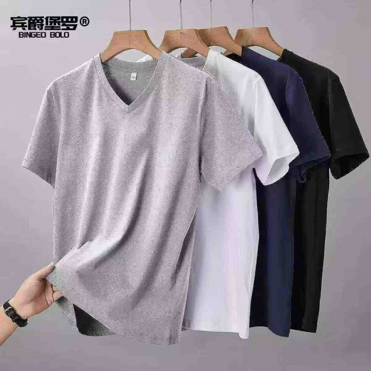 Classic 180g Cotton V-neck Solid Short Sleeve T-shirts for Men Women, Total 8217 Pieces - Image 4