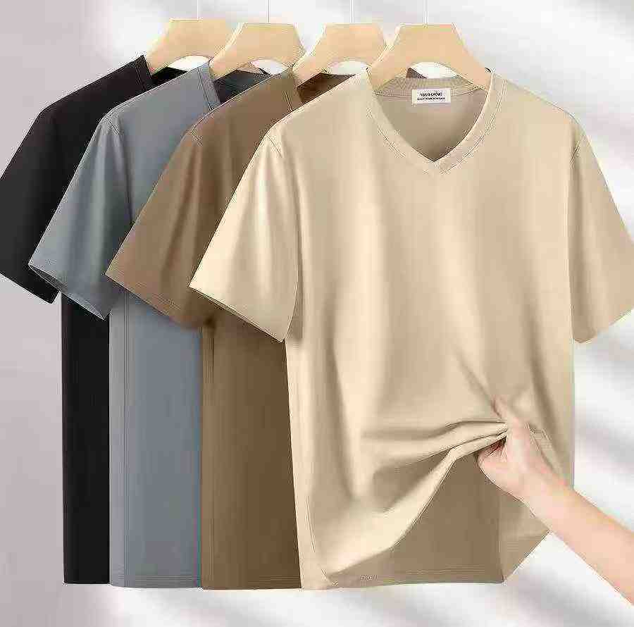 Classic 180g Cotton V-neck Solid Short Sleeve T-shirts for Men Women, Total 8217 Pieces - Image 5