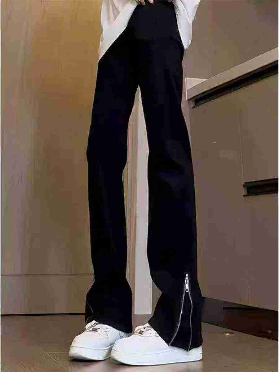 American High Street Spring Autumn Black Straight Slim Fit Side Zipper Jeans About 775 Pcs - Image 4