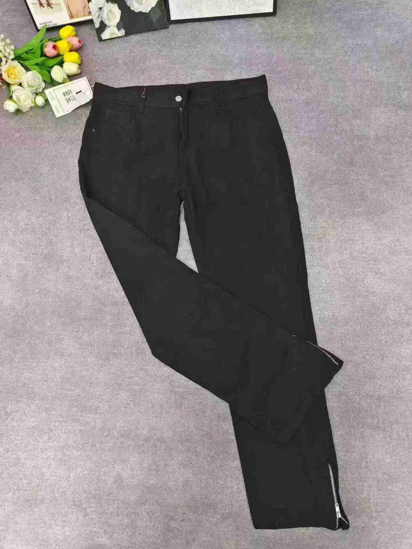 American High Street Spring Autumn Black Straight Slim Fit Side Zipper Jeans About 775 Pcs - Image 7