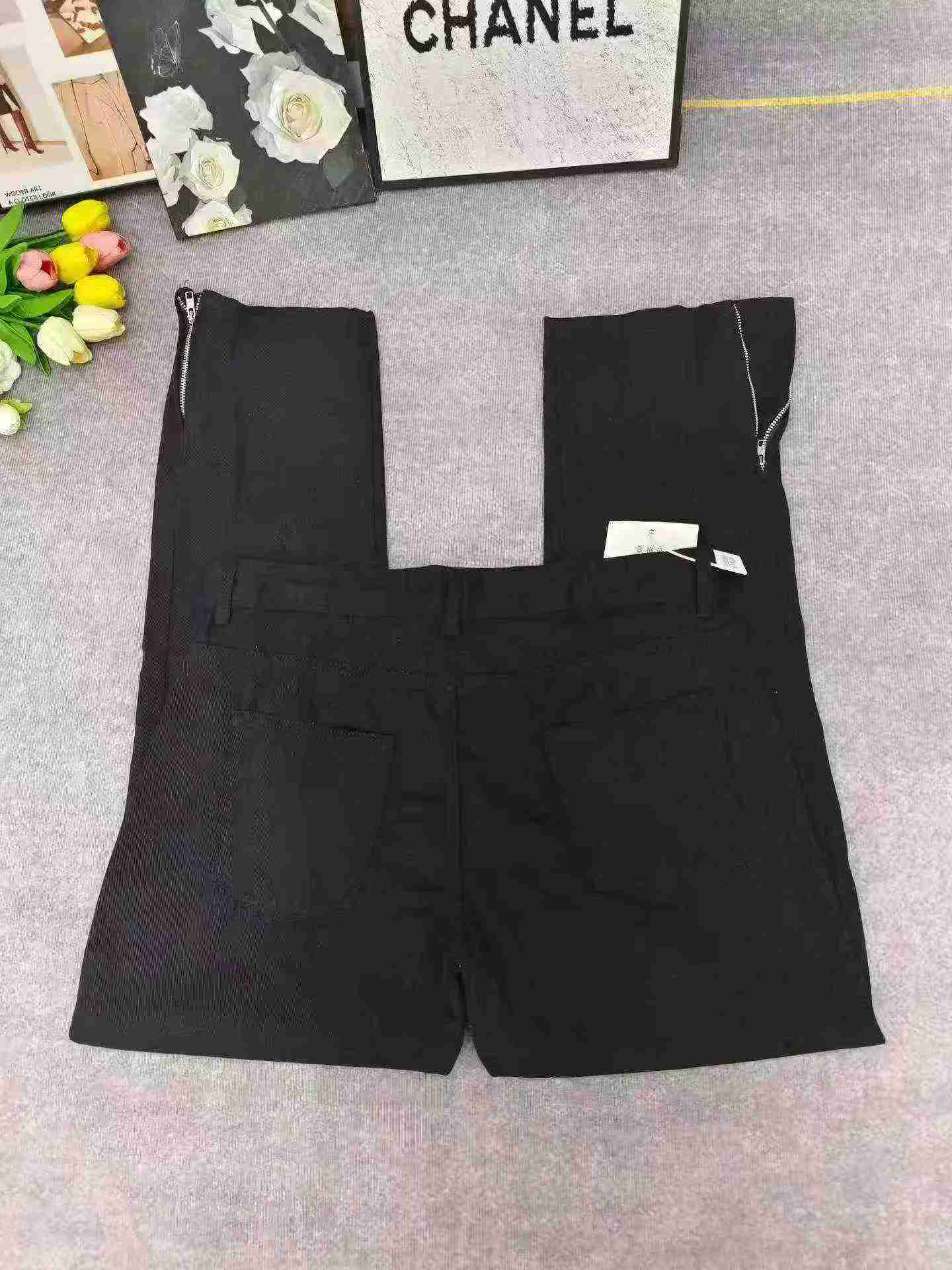 American High Street Spring Autumn Black Straight Slim Fit Side Zipper Jeans About 775 Pcs - Image 8