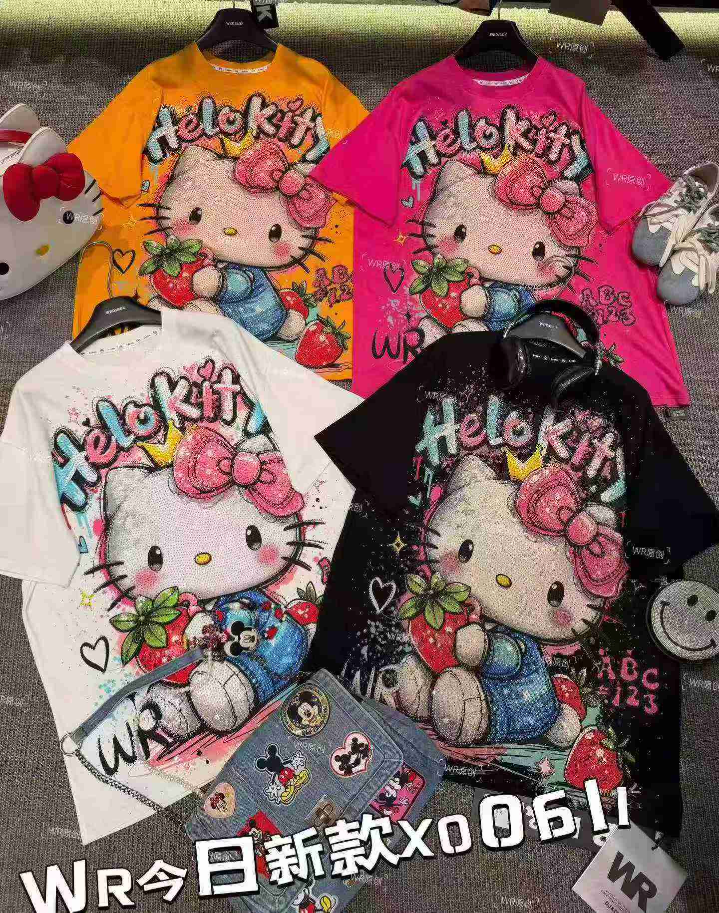 6000 Pcs Heavy Rhinestone Cartoon Print Loose Cotton Short Sleeve T-shirts - Image 4