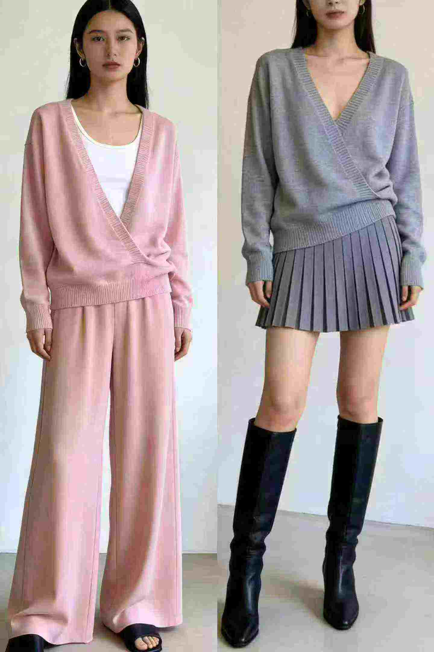 Plus Size Women's Knit V-neck Cardigan, 237 Pieces, Multiple Colors, S-4XL - Image 2