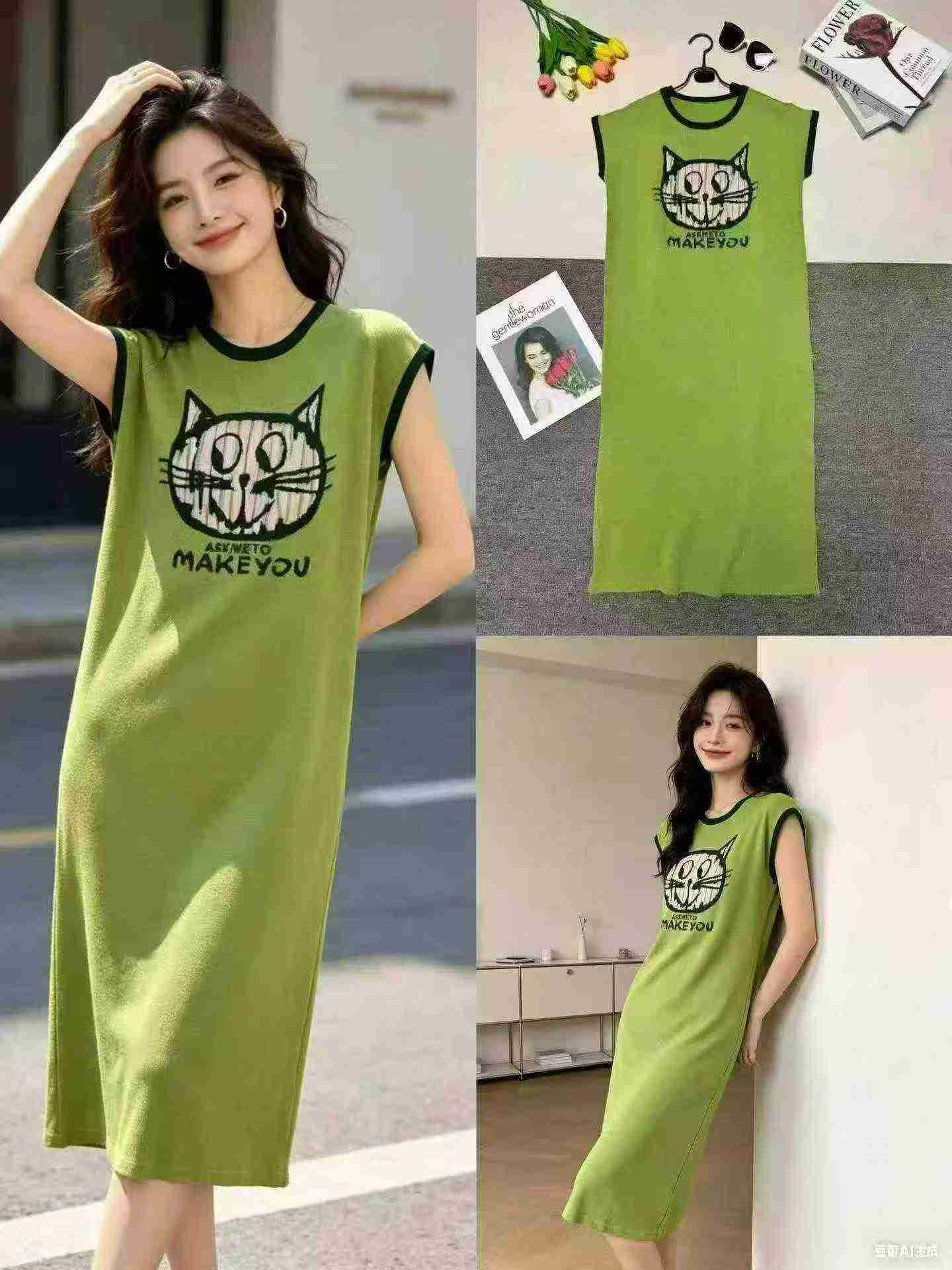 About 420 Pcs Women's Ice Silk Knit Dress 2 Colors - Image 2