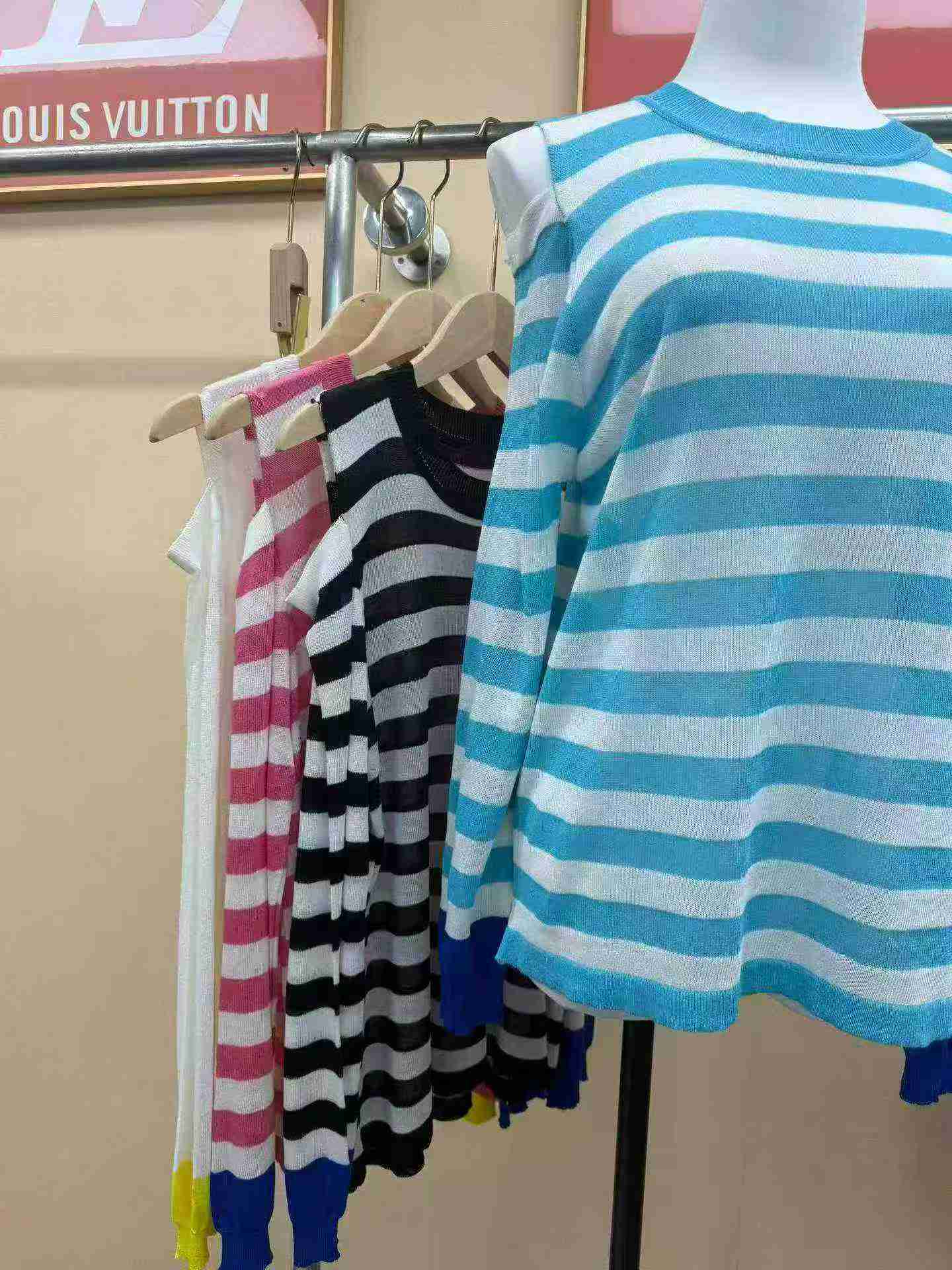 Off-shoulder Loose Striped Knit Tops, About 600 Pieces - Image 9