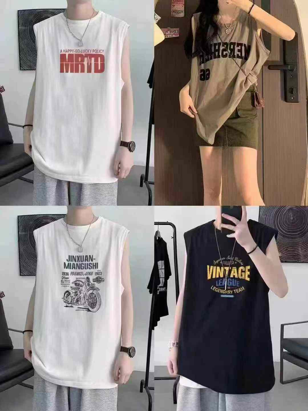 12000 Pieces Unisex Loose Large Size Long Cotton Vest Wholesale Clearance - Image 2