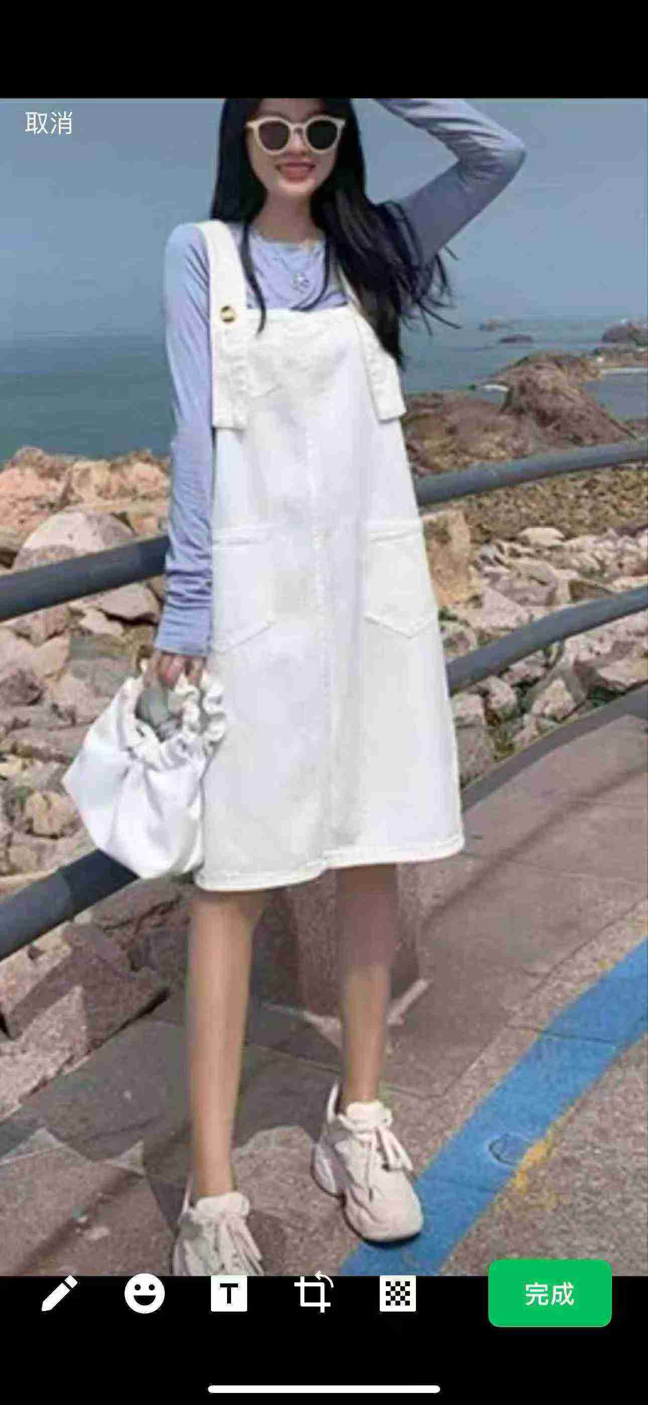 Cream White Denim Overall Skirt 200+ Pieces Clearance Wholesale - Image 2