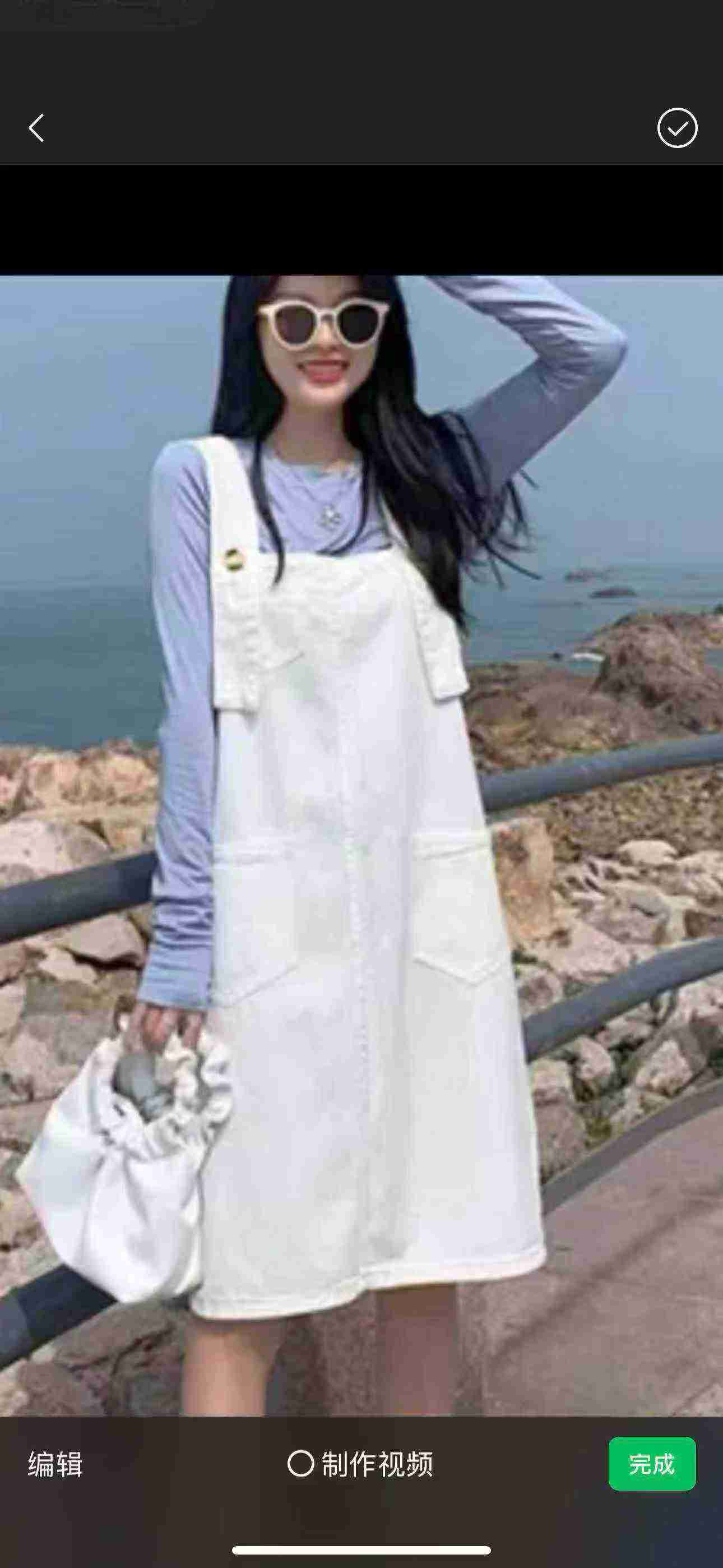 Cream White Denim Overall Skirt 200+ Pieces Clearance Wholesale - Image 3