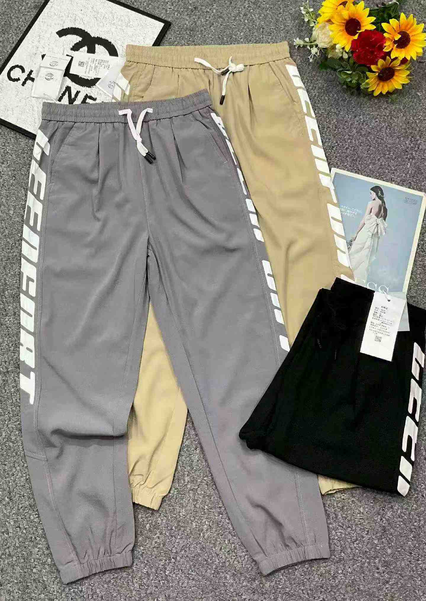 New Spring Summer Men's Korean Style Casual Elastic Waist Cuffed Long Pants 5294 Pieces - Image 2