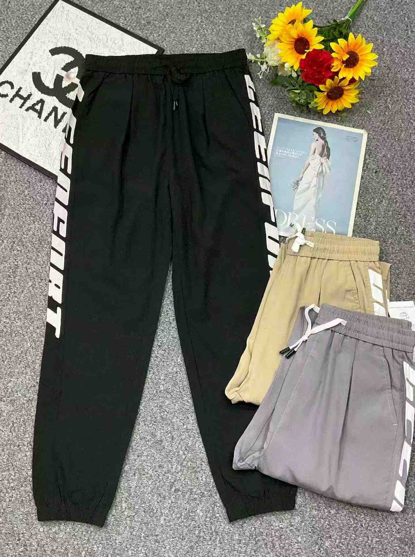 New Spring Summer Men's Korean Style Casual Elastic Waist Cuffed Long Pants 5294 Pieces - Image 3