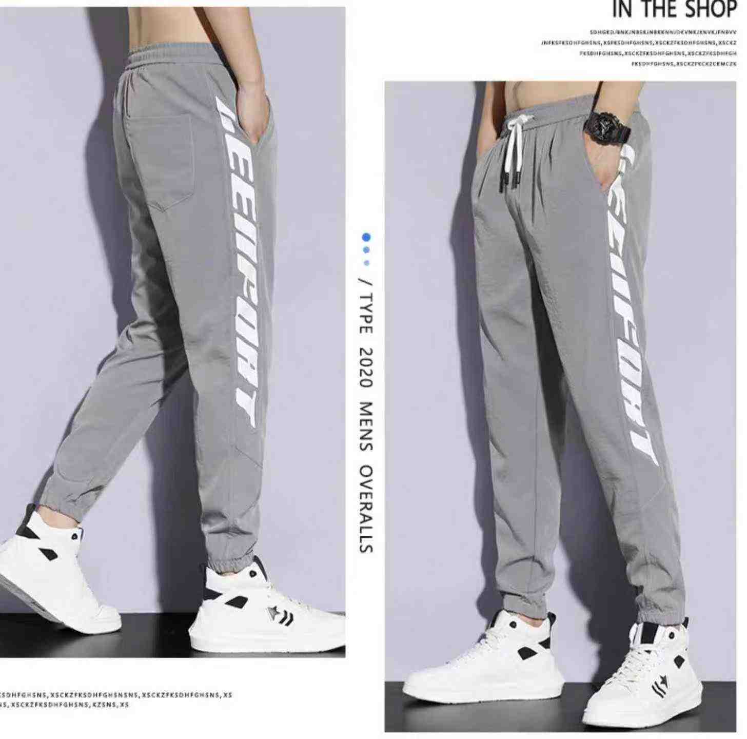 New Spring Summer Men's Korean Style Casual Elastic Waist Cuffed Long Pants 5294 Pieces - Image 6