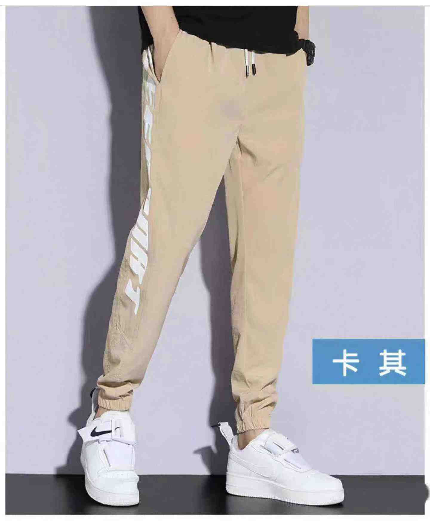 New Spring Summer Men's Korean Style Casual Elastic Waist Cuffed Long Pants 5294 Pieces - Image 7