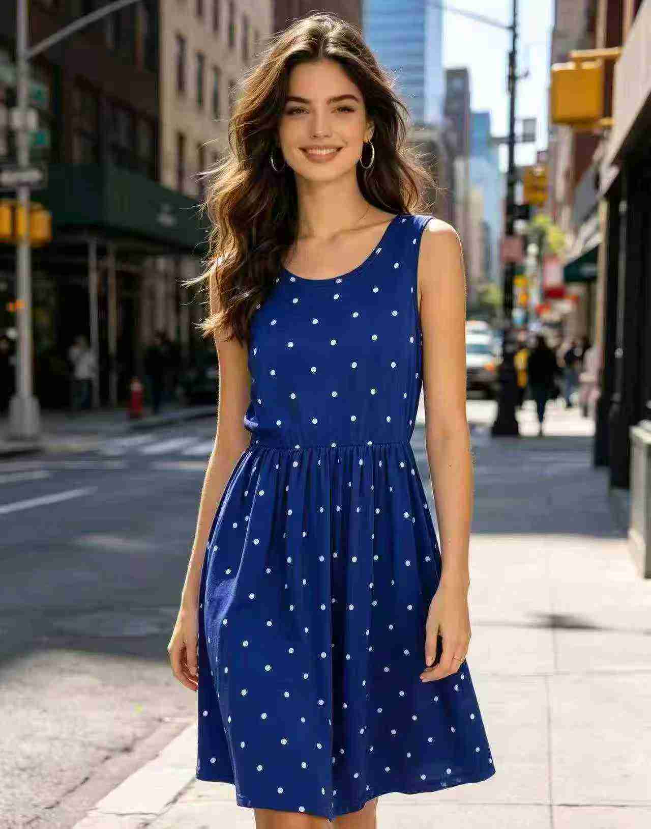 Approx 170 Pieces Plus Size Polka Dot Sleeveless Tank Dress - Image 2