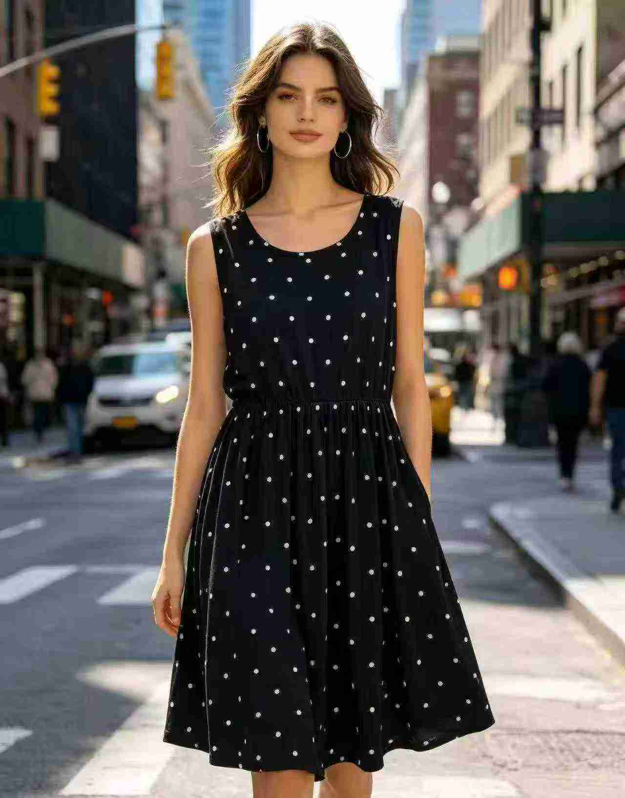 Approx 170 Pieces Plus Size Polka Dot Sleeveless Tank Dress - Image 3