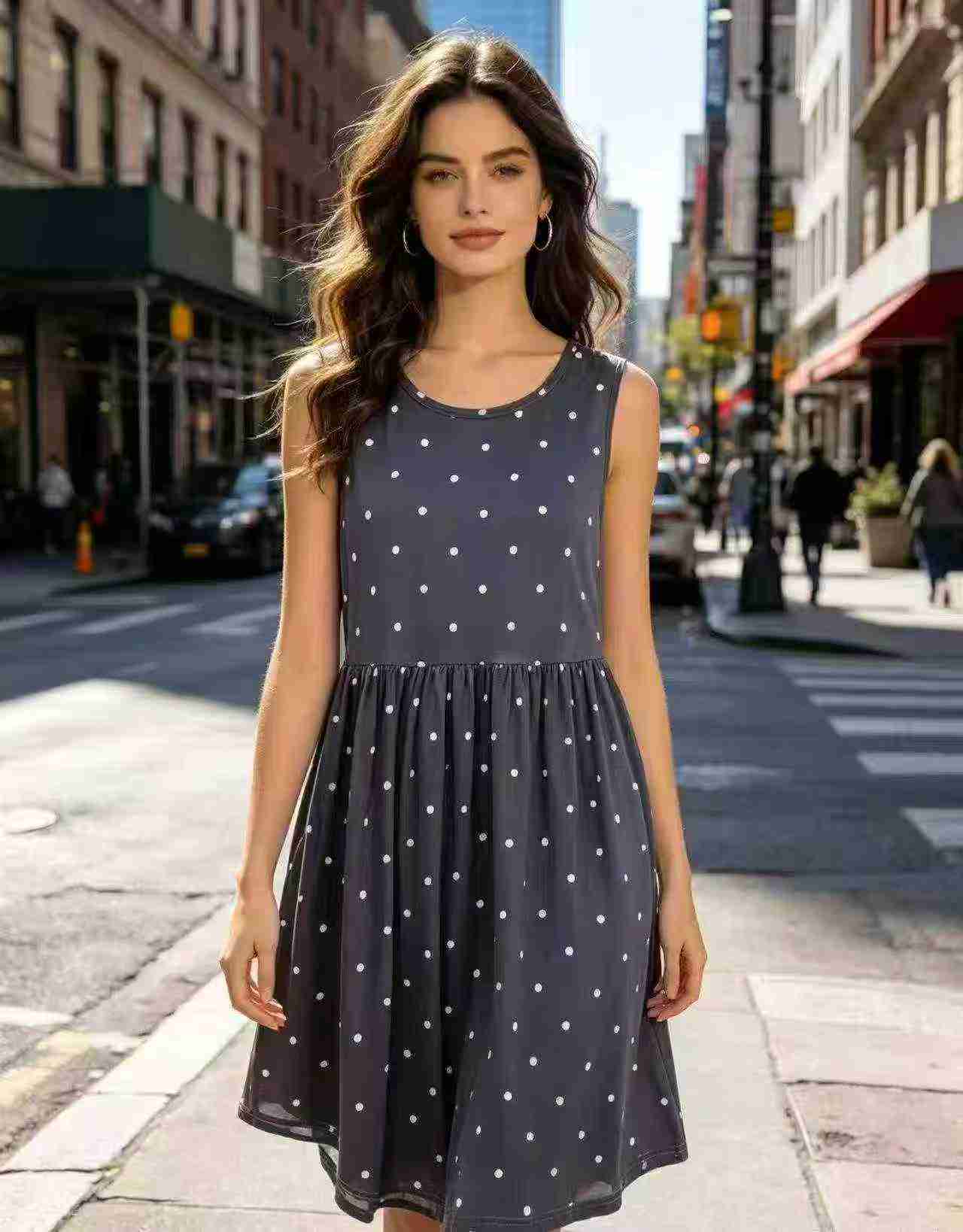 Approx 170 Pieces Plus Size Polka Dot Sleeveless Tank Dress - Image 4