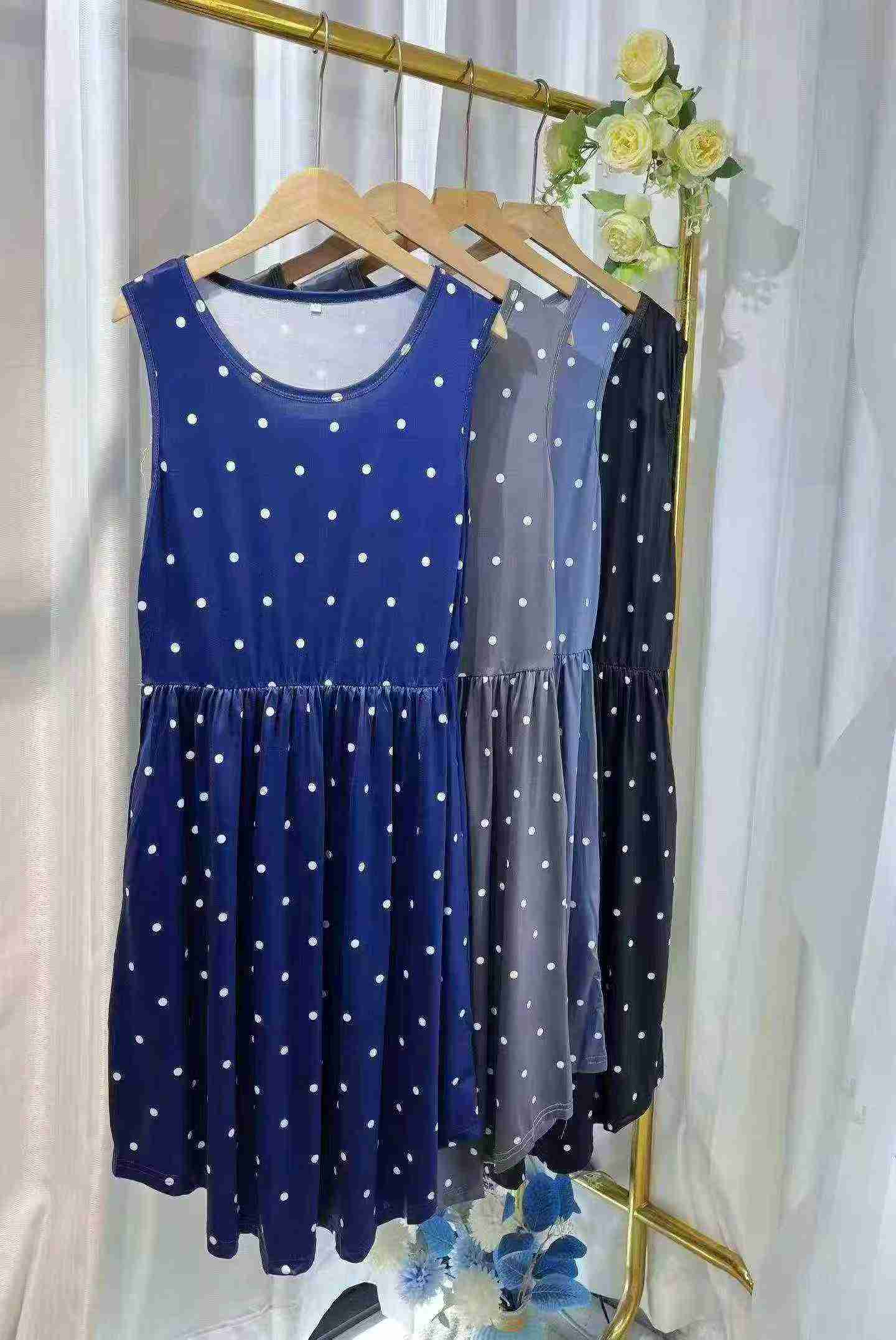 Approx 170 Pieces Plus Size Polka Dot Sleeveless Tank Dress - Image 5