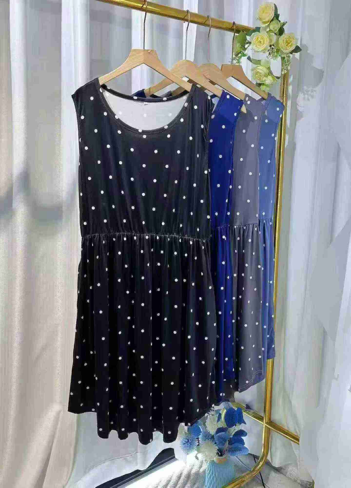 Approx 170 Pieces Plus Size Polka Dot Sleeveless Tank Dress - Image 6
