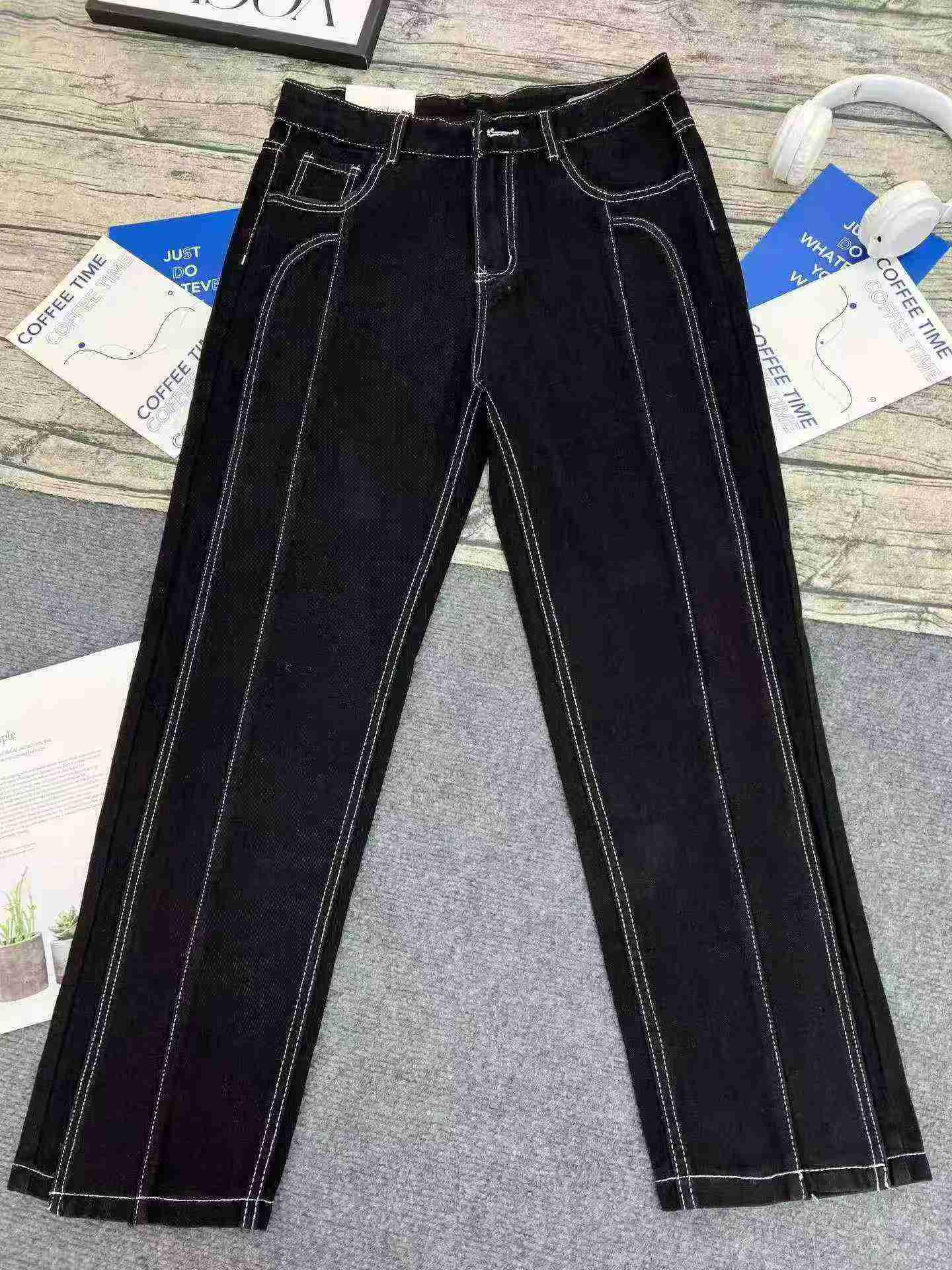 Women's American Style Loose Wide Leg Drape Floor-length Straight Jeans 200PCS Size M-3XL Authentic Independent Packaging - Image 5