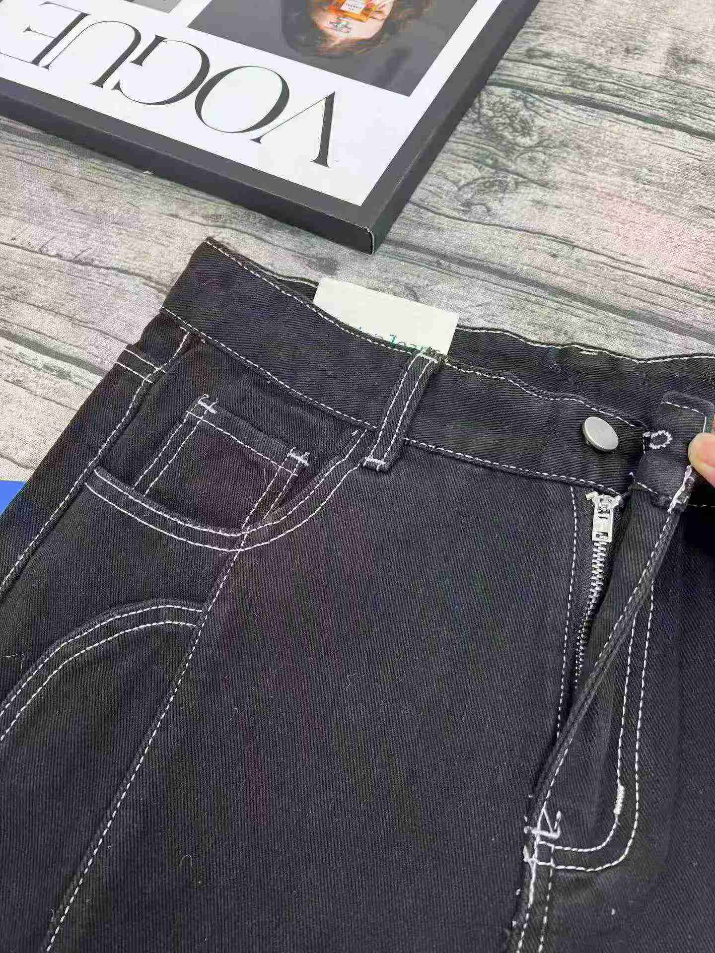 Women's American Style Loose Wide Leg Drape Floor-length Straight Jeans 200PCS Size M-3XL Authentic Independent Packaging - Image 6