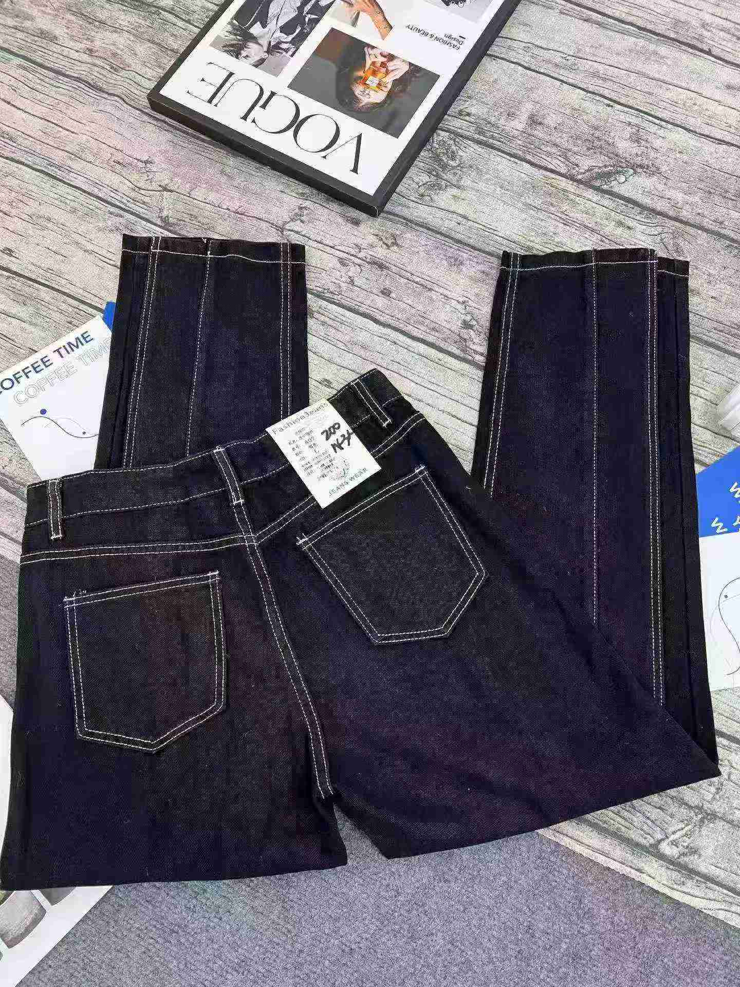 Women's American Style Loose Wide Leg Drape Floor-length Straight Jeans 200PCS Size M-3XL Authentic Independent Packaging - Image 7