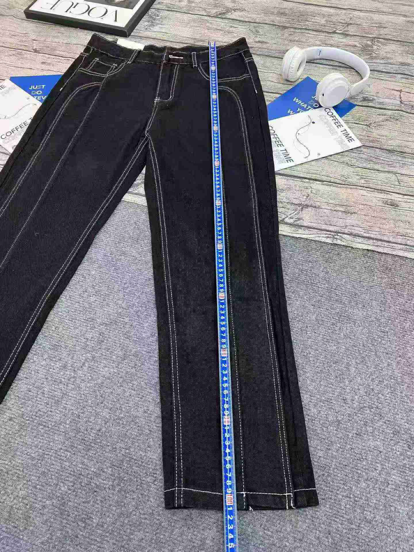 Women's American Style Loose Wide Leg Drape Floor-length Straight Jeans 200PCS Size M-3XL Authentic Independent Packaging - Image 8