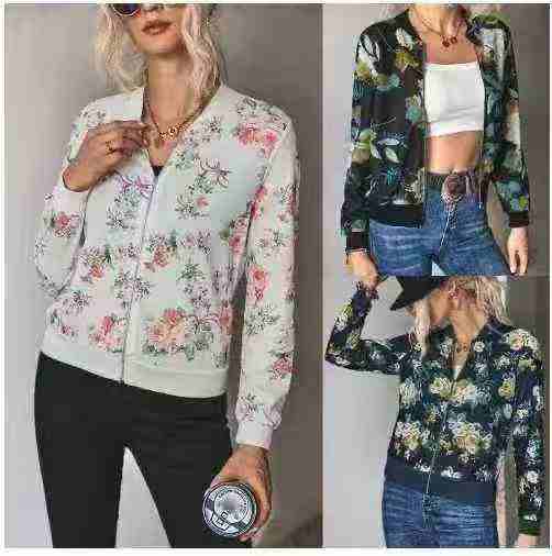 450pcs European American Style Printed Zipper Long Sleeve Women Jacket S-3XL Individually Packed - Image 2