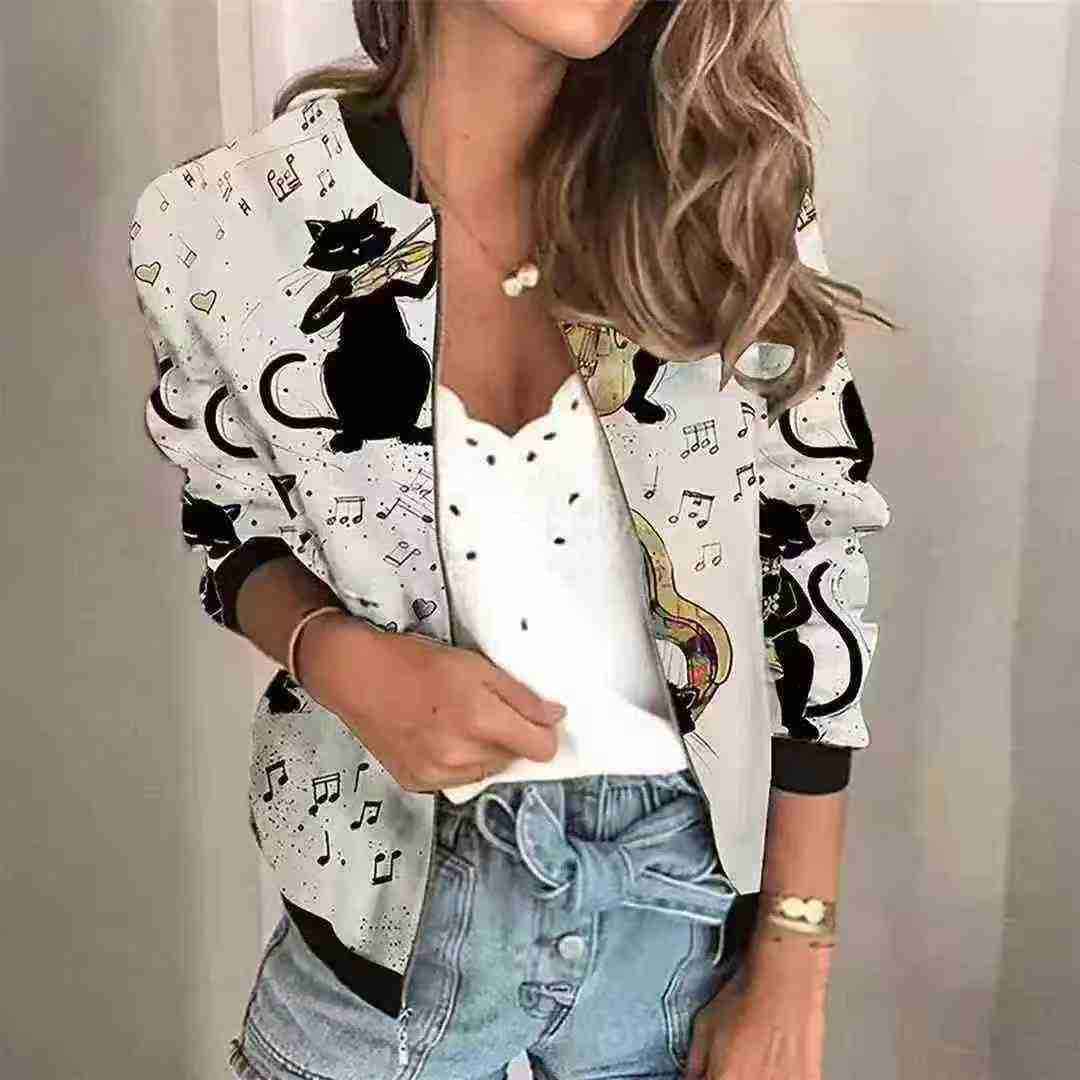 450pcs European American Style Printed Zipper Long Sleeve Women Jacket S-3XL Individually Packed - Image 3