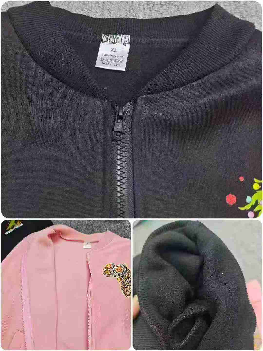 221 Pièces Vestes de baseball unisexe tendance zippées à doublure en molleton, tailles S-2XL - Image 9
