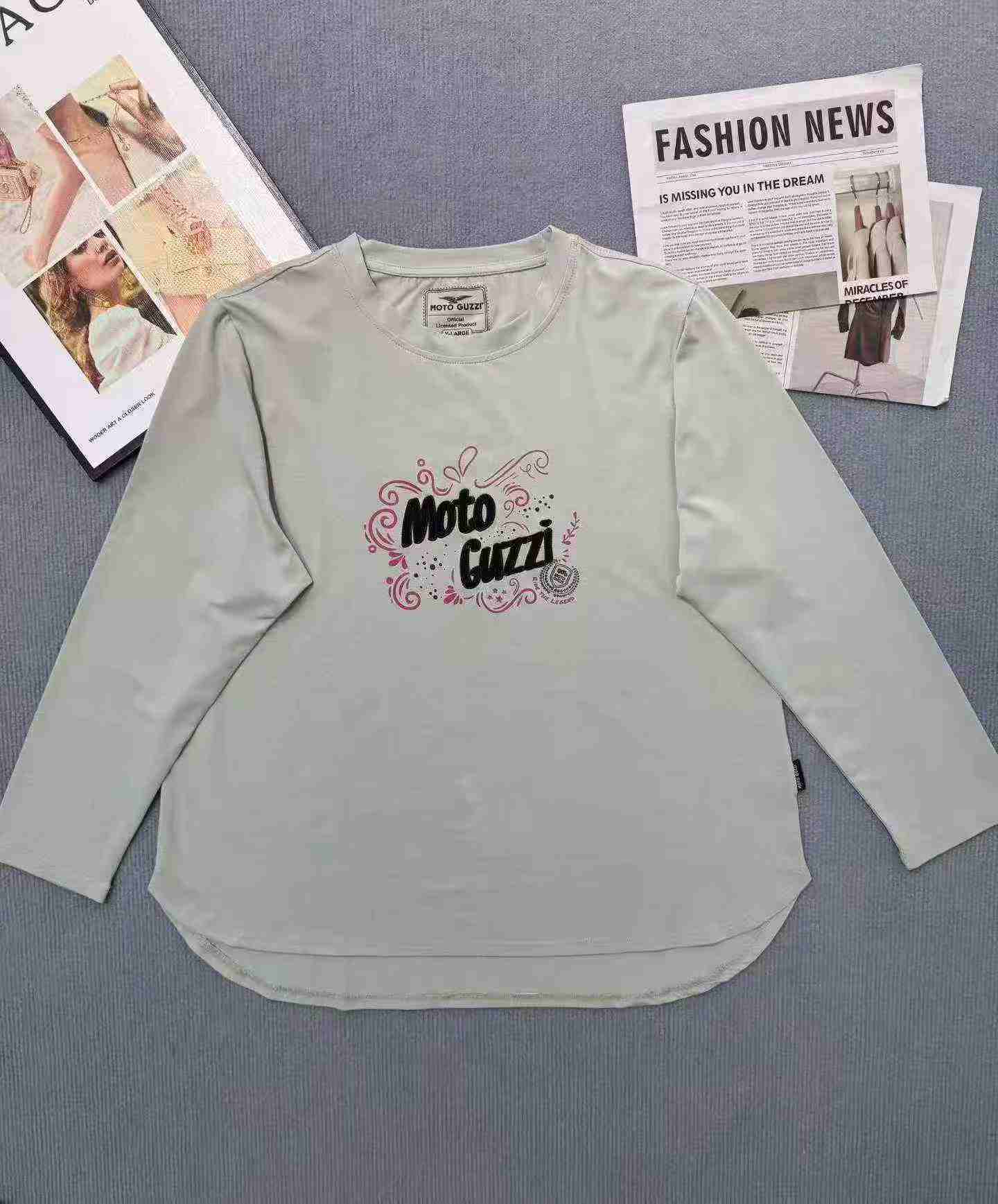 Kaos Lengan Panjang Katun Wanita Merek Trendi, 1054 Potong - Image 7