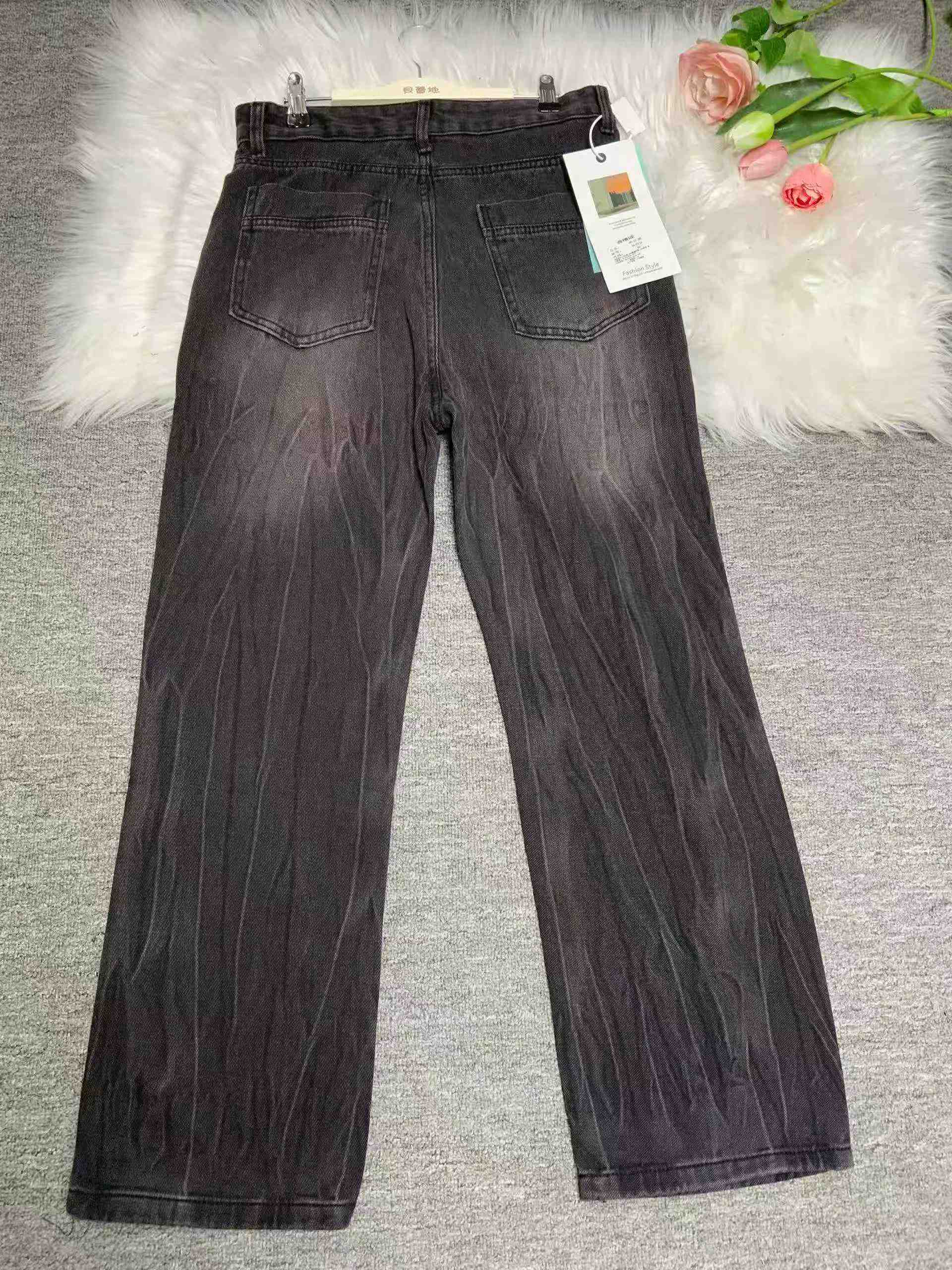Jeans à jambes larges délavés à dégradé style vintage américain pour hommes, 214 pièces - Image 5
