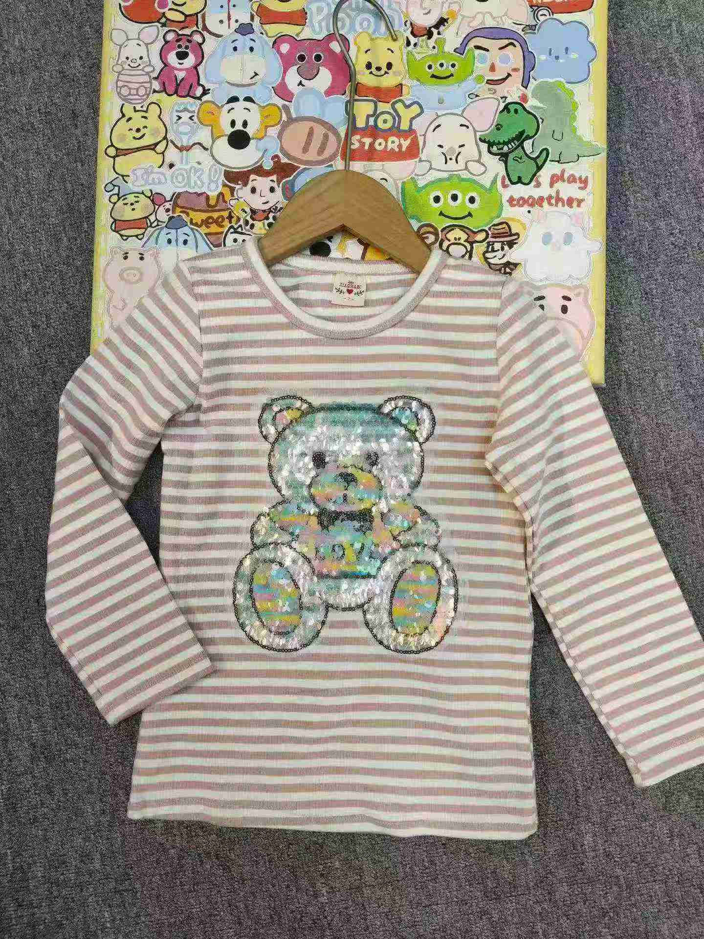 382 Piezas de Camisetas Infantiles de Manga Larga a Rayas de Estilo Coreano - Image 5