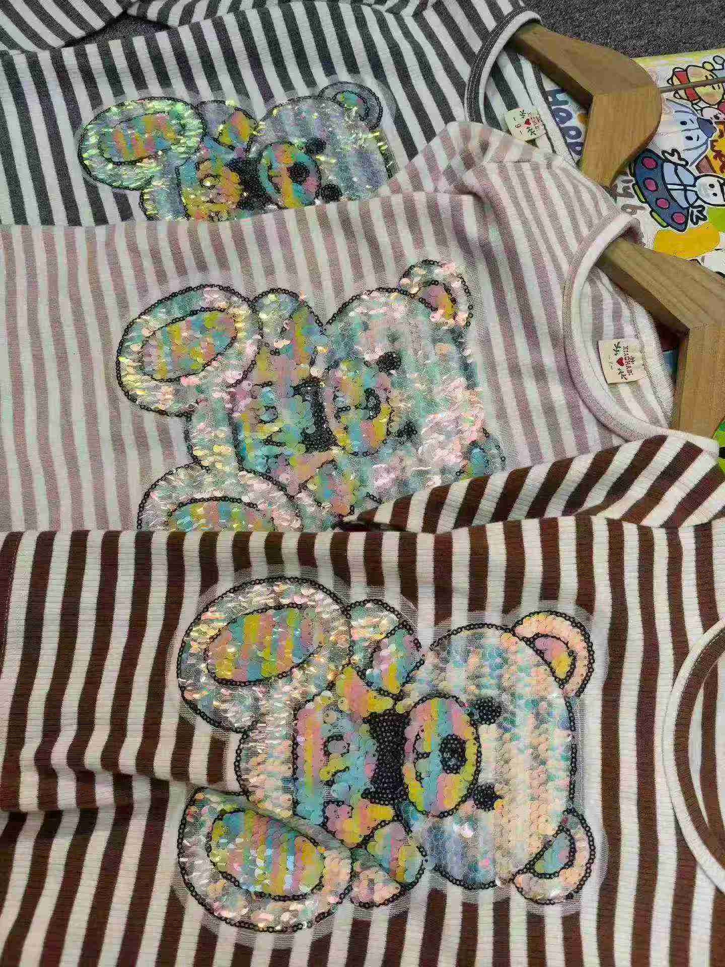 382 Piezas de Camisetas Infantiles de Manga Larga a Rayas de Estilo Coreano - Image 9