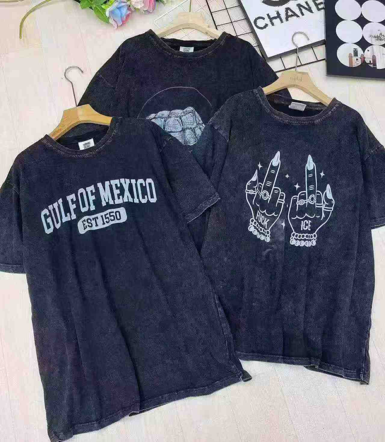 Kaos Lengan Pendek Pria Katun Hitam Vintage Distres, Total 4181 Potong - Image 6