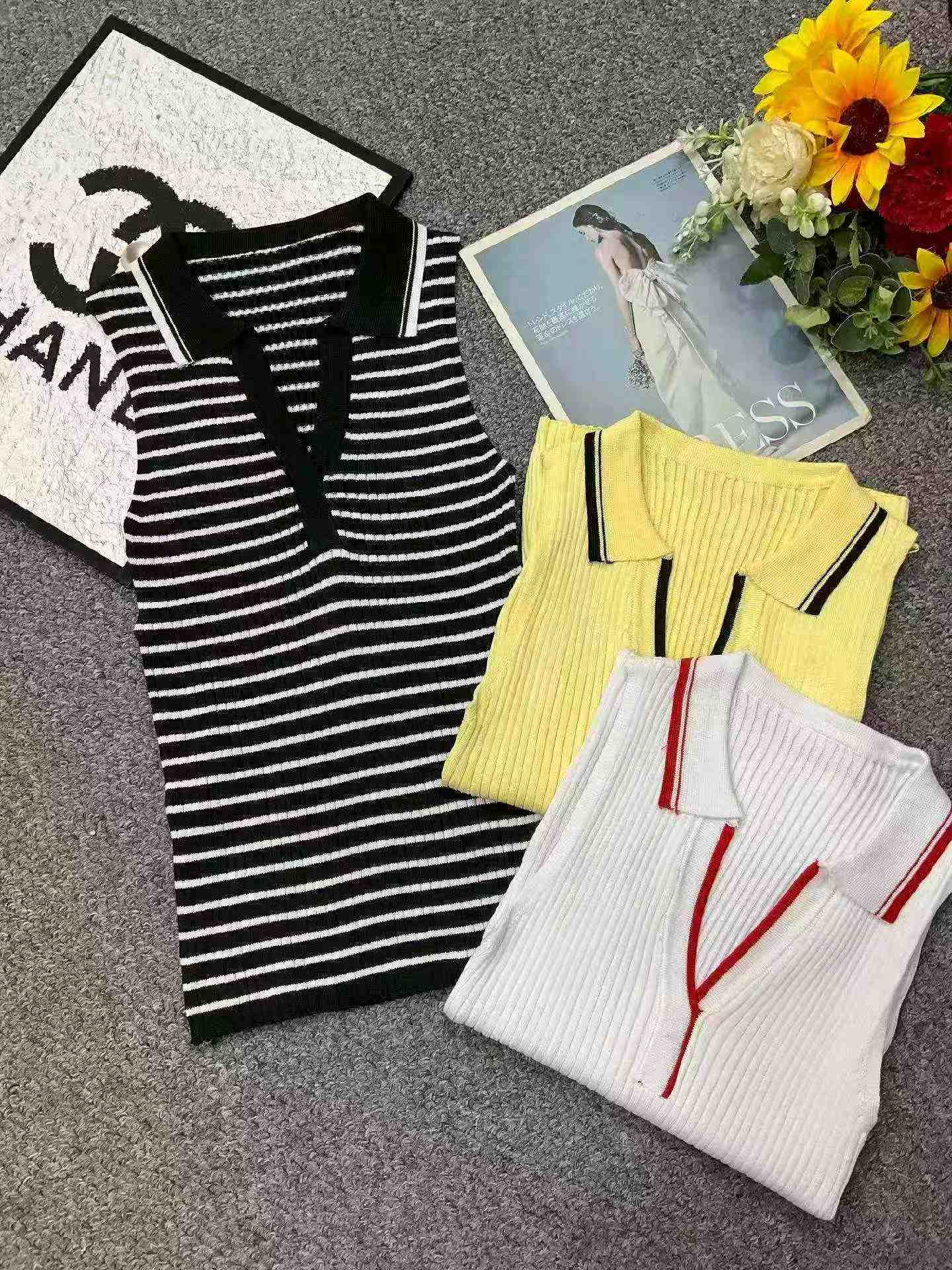 Rompi Rajut Kerah Polo Bahan Sutra Es Elastis Slim Model Retro Baru Musim Panas 171 Pcs - Image 3