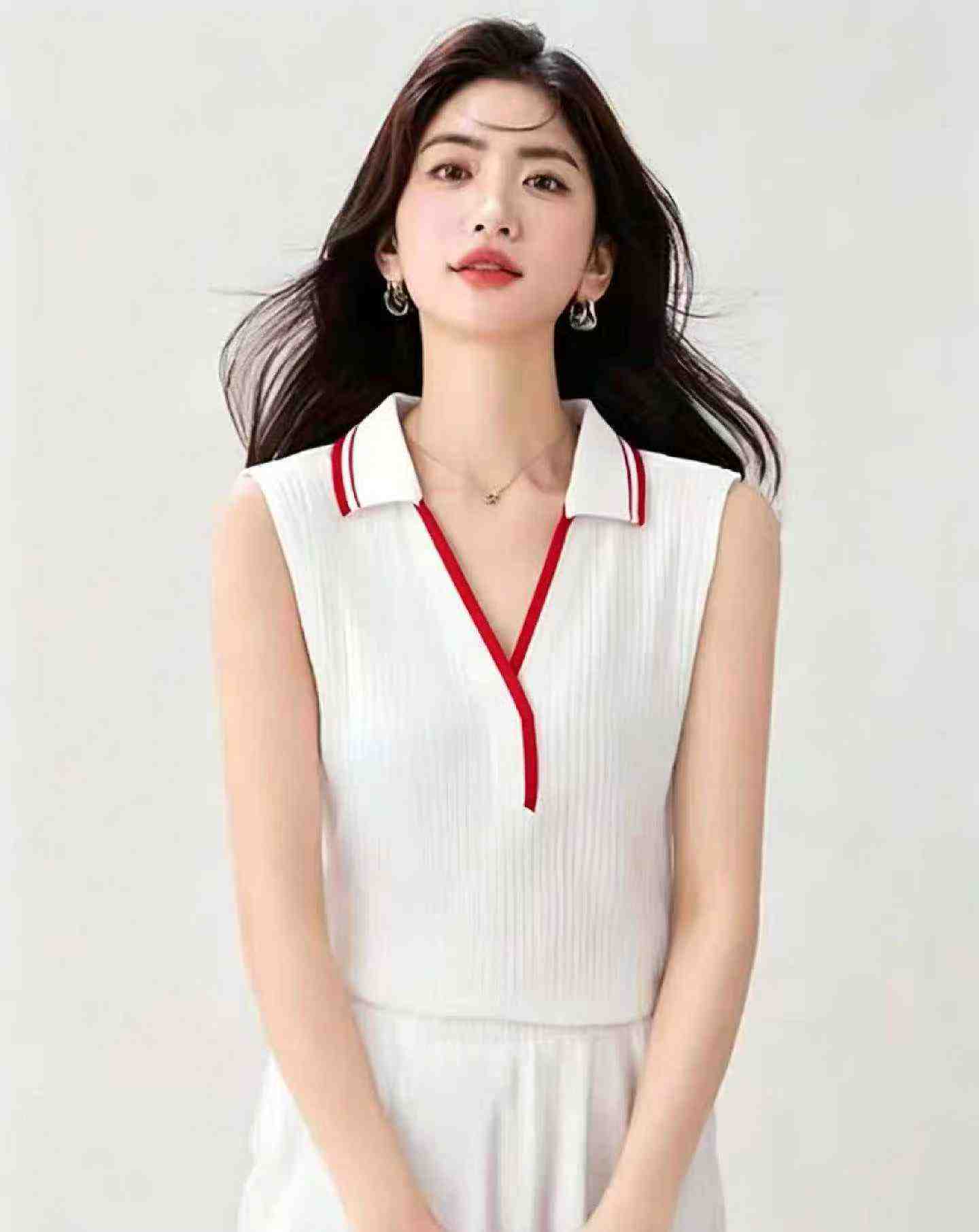 Rompi Rajut Kerah Polo Bahan Sutra Es Elastis Slim Model Retro Baru Musim Panas 171 Pcs - Image 4