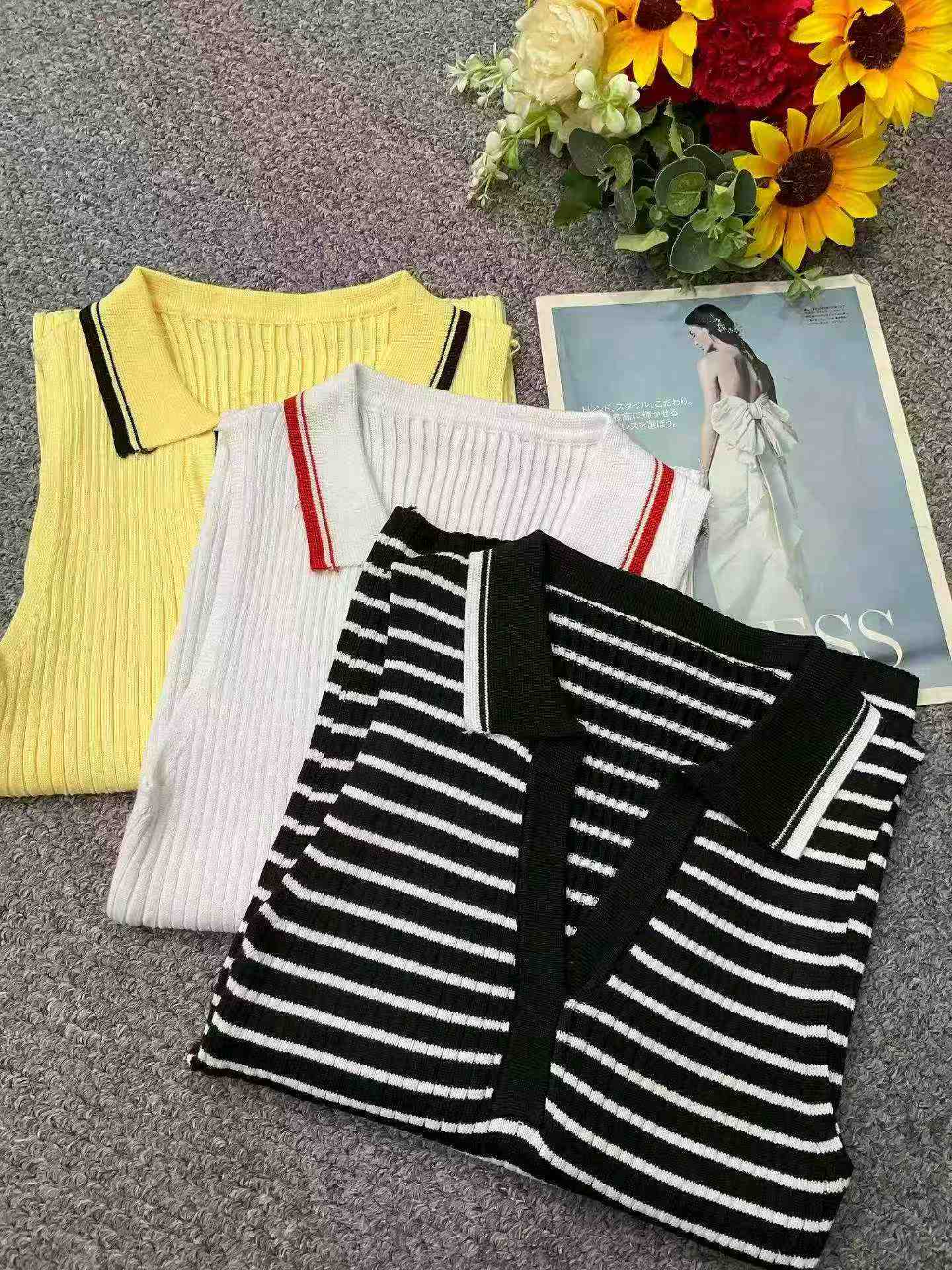 Rompi Rajut Kerah Polo Bahan Sutra Es Elastis Slim Model Retro Baru Musim Panas 171 Pcs - Image 9