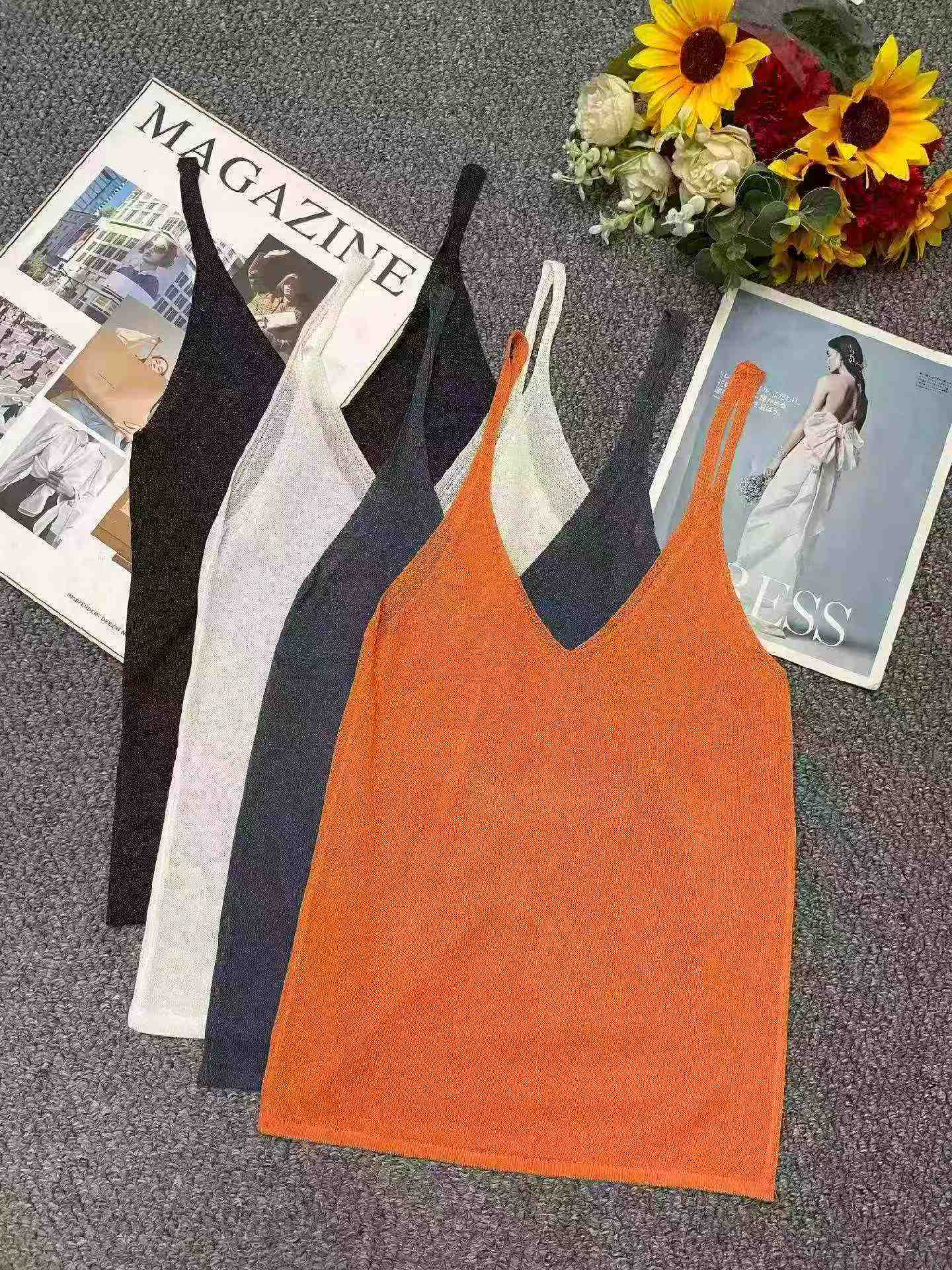 Kamisol Rajut Sutra Es Glitter Retro Musim Panas 310 Potong - Image 2