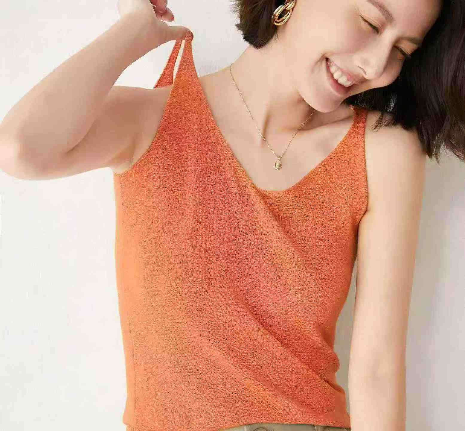 Kamisol Rajut Sutra Es Glitter Retro Musim Panas 310 Potong - Image 7