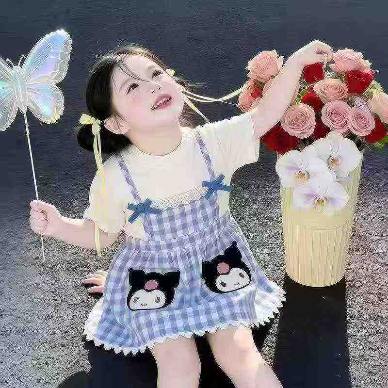 Vestido de tirantes falso dos piezas para bebé niña de verano con estampado de cuadros de dibujos animados, aproximadamente 1500 unidades - Image 4