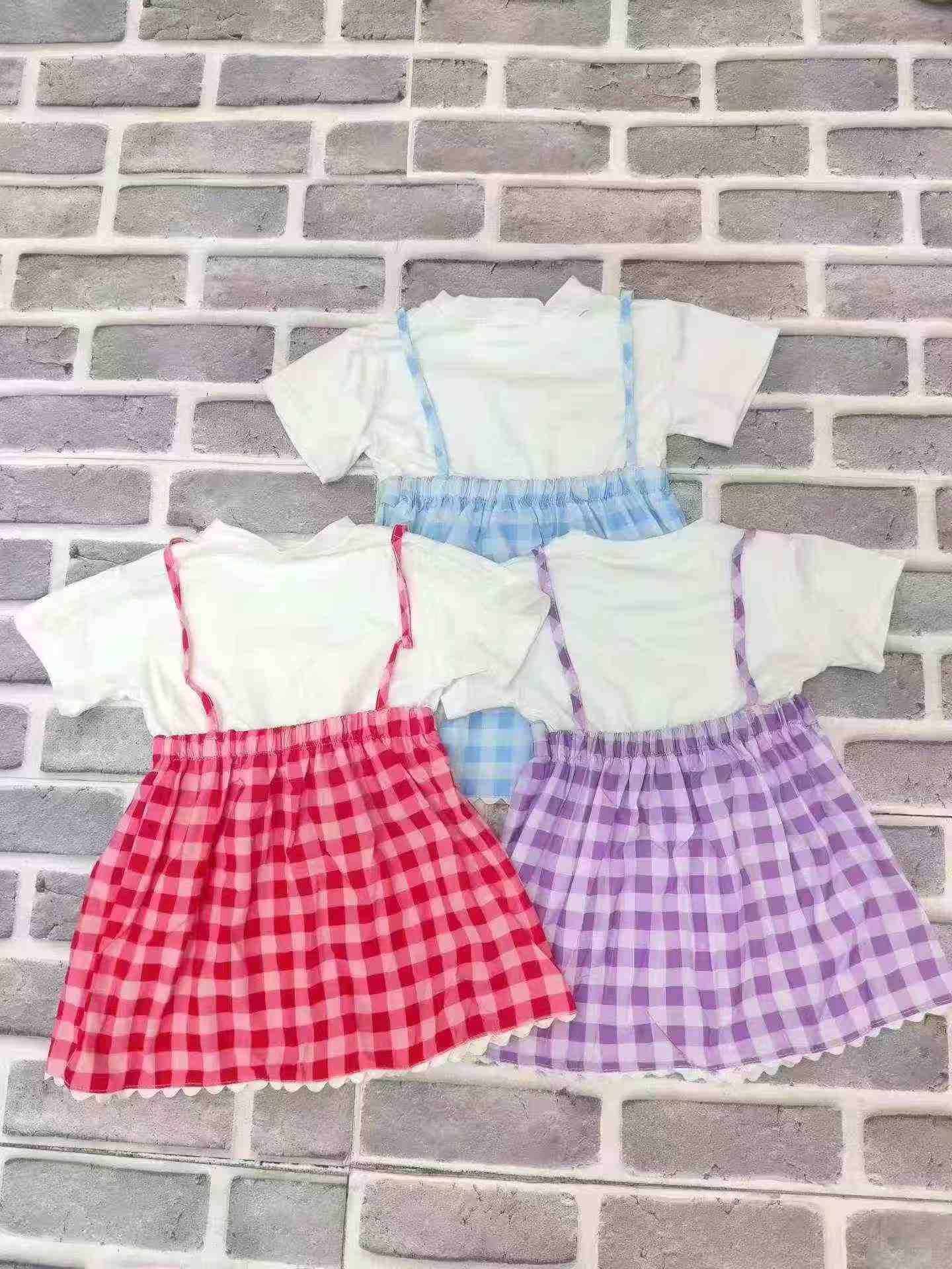 Vestido de tirantes falso dos piezas para bebé niña de verano con estampado de cuadros de dibujos animados, aproximadamente 1500 unidades - Image 6
