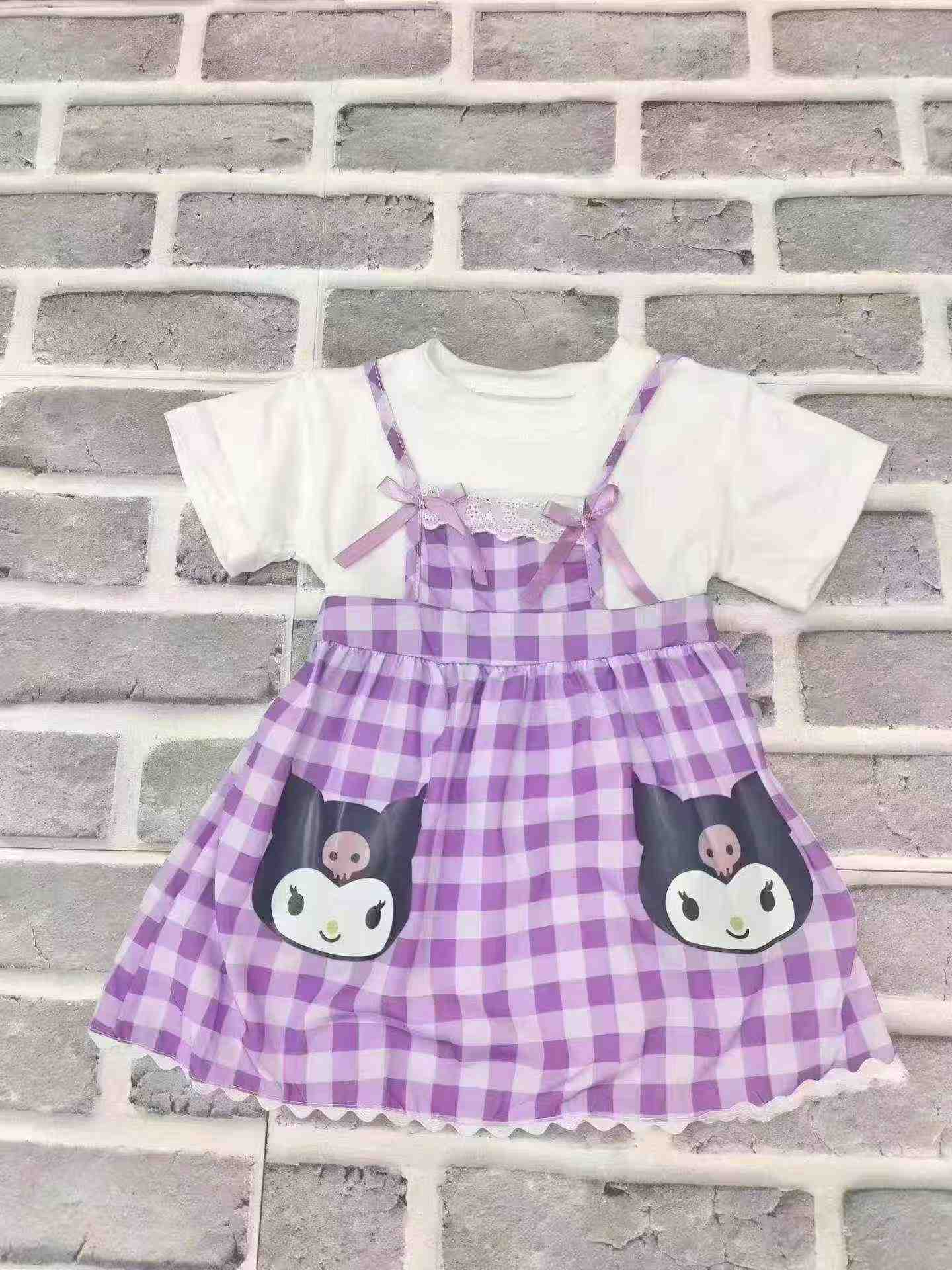 Vestido de tirantes falso dos piezas para bebé niña de verano con estampado de cuadros de dibujos animados, aproximadamente 1500 unidades - Image 8